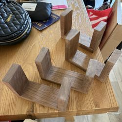 Two Sets Of Wooden Vinyl Holders