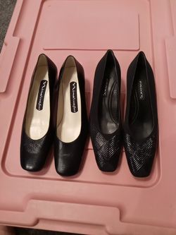 Two New pairs of Black Low Pump Shoes Sz. 7 1/2