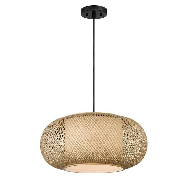 Designers Fountain Luca 1-Light Natural Cane with Black Accents a Hanging Pendant