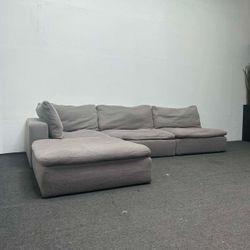 4 Piece Grey Cloud Couch | Oversized Deep Seat Sectional Sofa | RH Style | Delivery