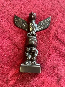 Black Thunderbird & Bear Totem Pole Figurine | Pacific Northwest Style | $29 OBO