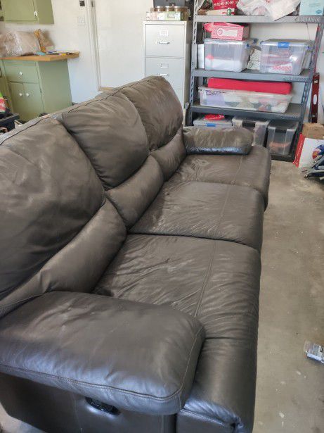 Real Leather Reclining Couch - Bassett