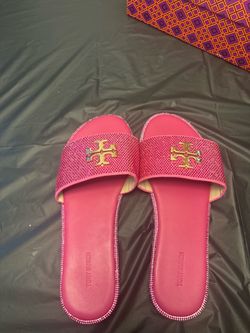 Pink tory burch glittery sandals