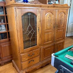 1980s oak entertainment center, solid wood