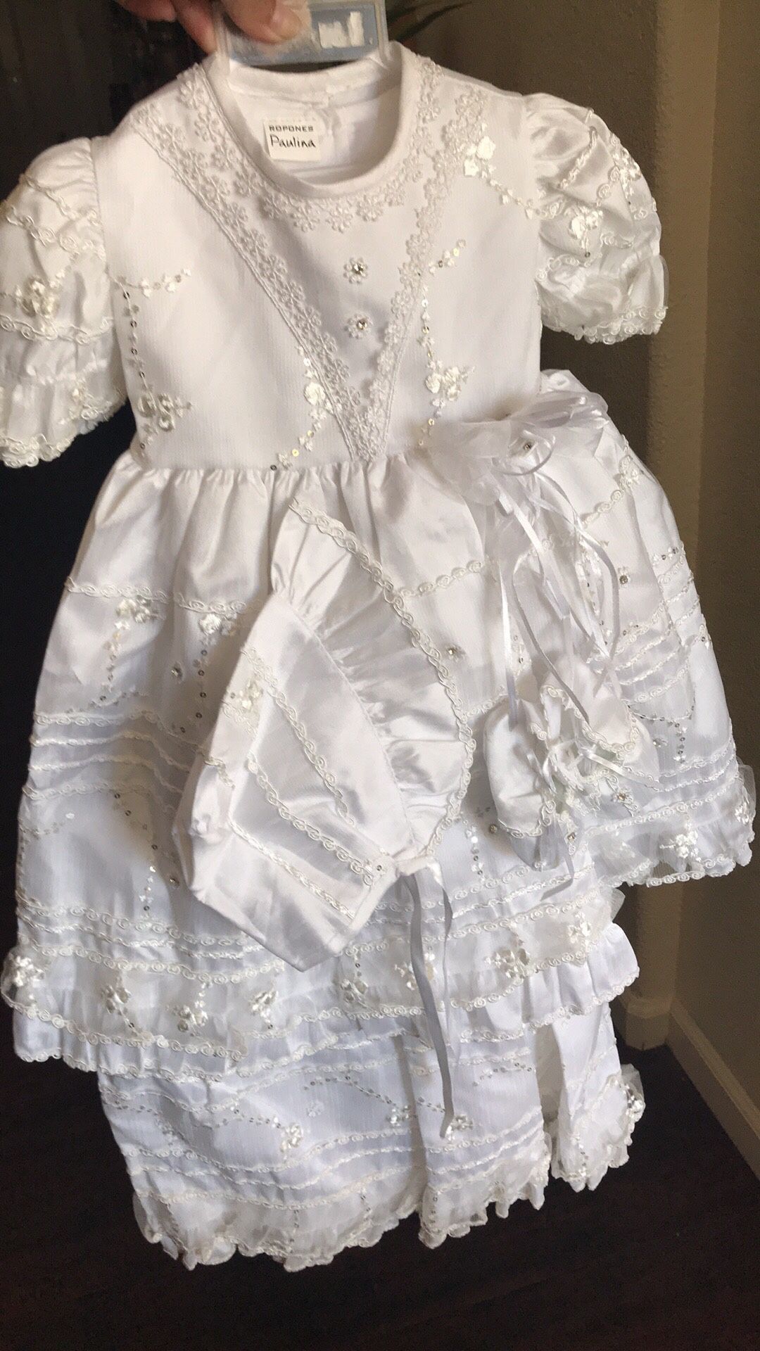 New baptism dresses one size a white one and beige