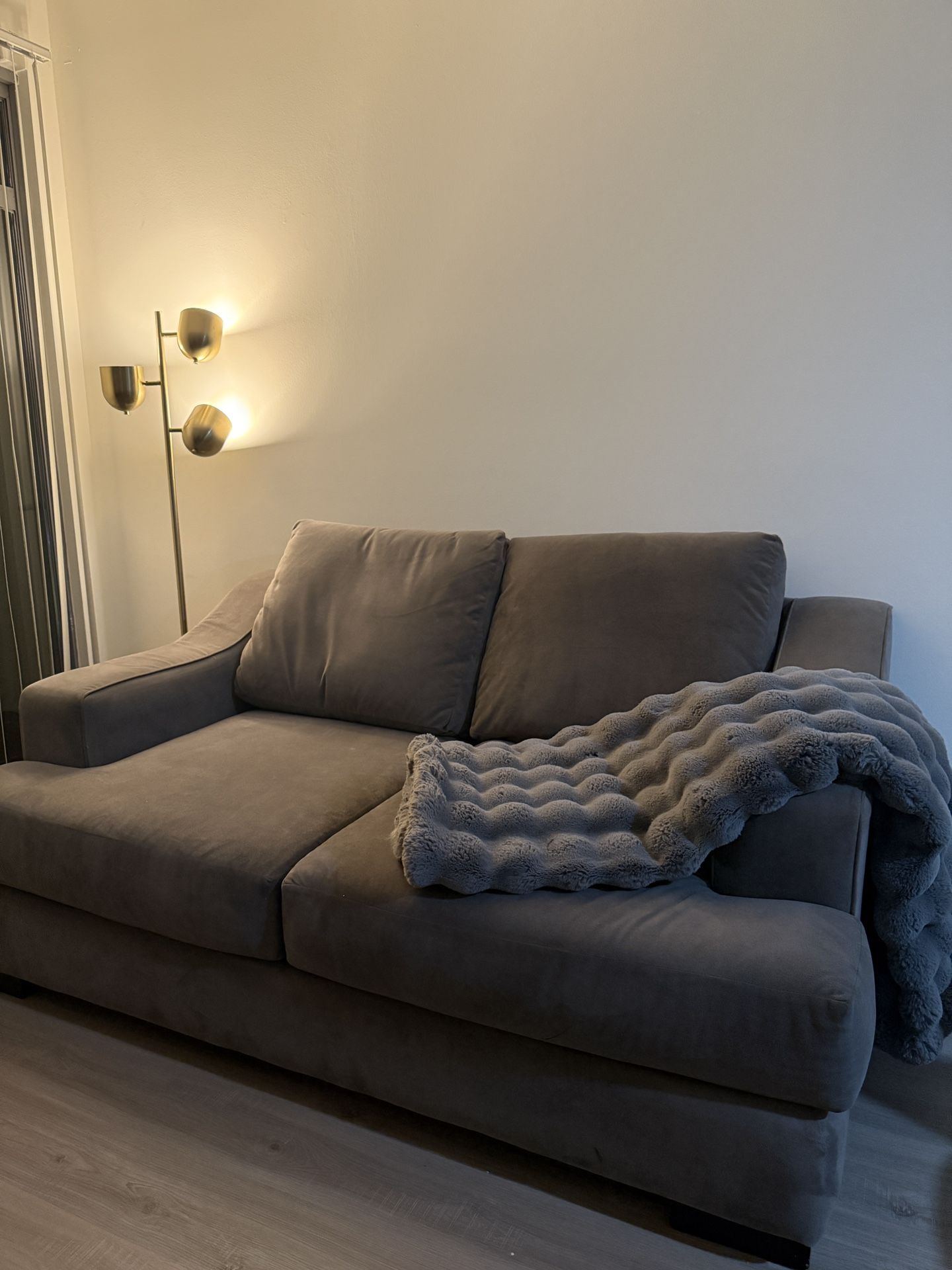 Lodge Grey Fabric Velvet 75” sofa