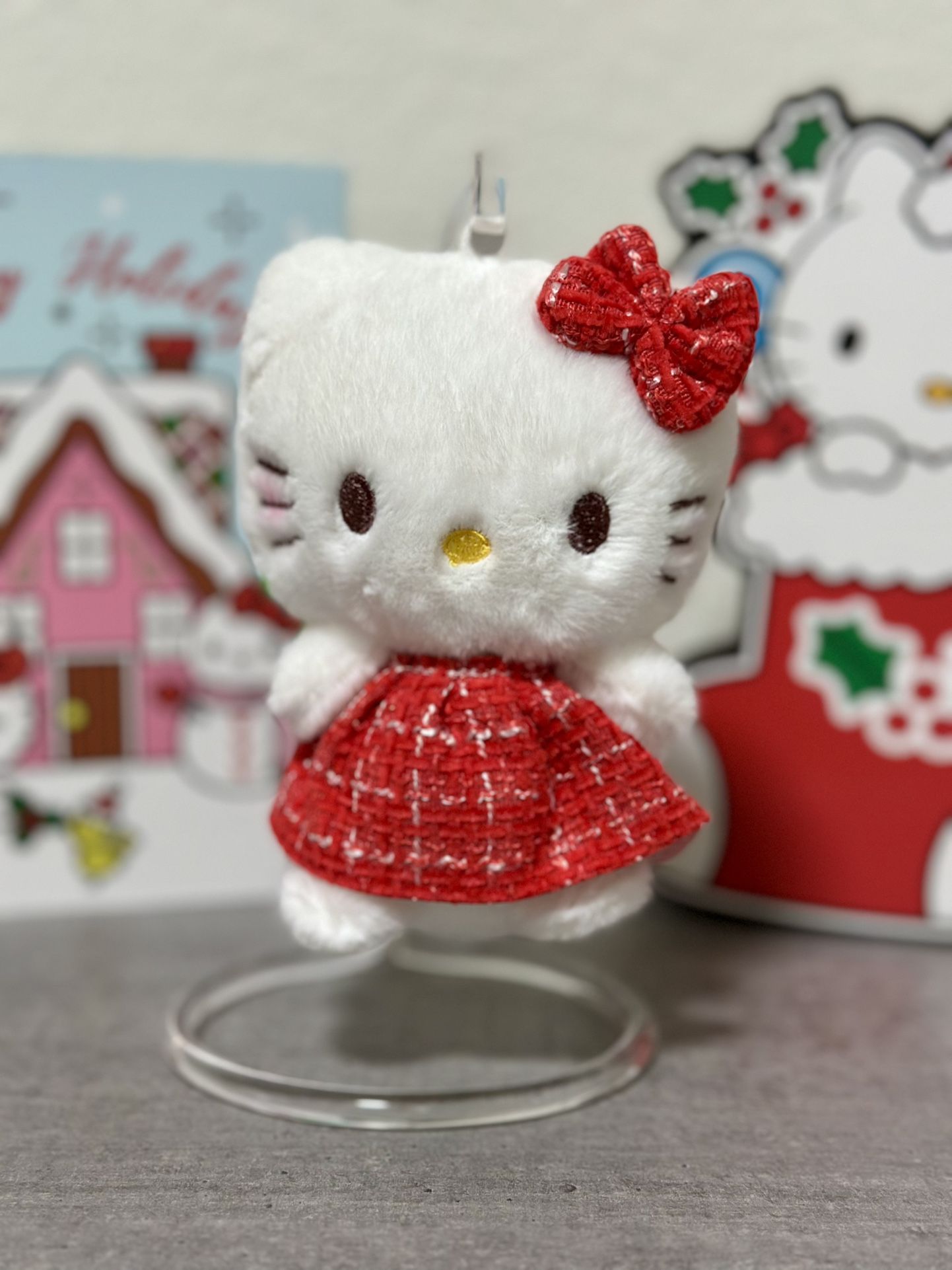 Hello Kitty Christmas Ornaments Plush Red Holiday / Purse Ornament 