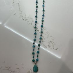 💚VERY RARE WHITNEY KELLY ENHANCER 36” GENUINE TURQUOISE STERLING EXCELLENT