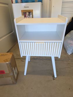 Two Small white side tables