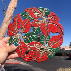 Vintage Christmas Trivet Poinsettia $12.00  