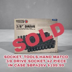 SOCKET, TOOLS-HAND MATCO 318 DRIVE SOCKET 42 PIECE IN CASE SBP426V