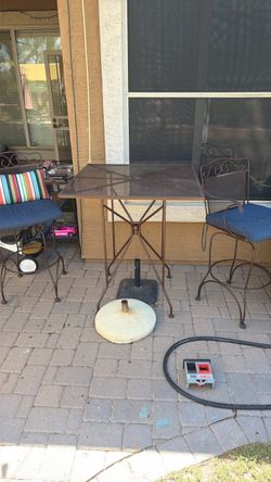 Bar Height Metal Table And 2 Chairs