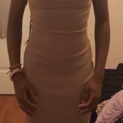 H&M Beige Ribbed Mini Dress