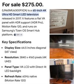 65” 4k ultra hd smart tv