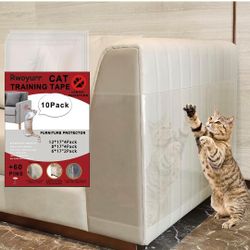 Cat Scratch Furniture Protector, Rwoyurr 10PCS Self-Adhesive Single Side Sofa Protection from Cat Claws, Plastic Clear Training Tape Anti Scratch Guar