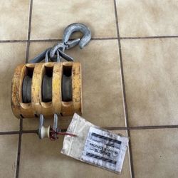 Campbell 4”  Triple Wood Sheave Wood… Block  With Swivel Hook… In Great Condition…$175