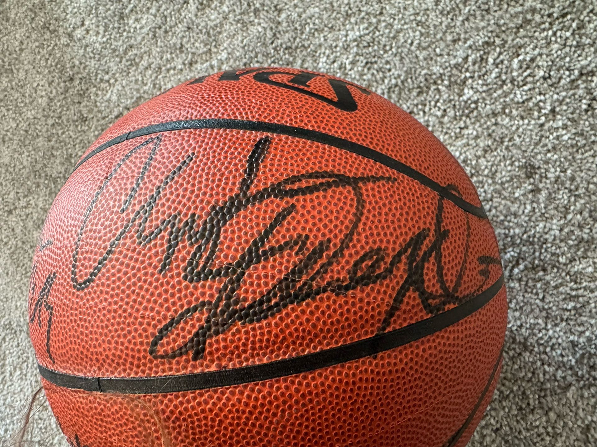 Hakeem Olajuwon, Clyde Drexler and Charles Barkley Basketball Autographed