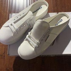 Superga 2284 VCOTW Mule Slip On White Canvas Womens 10 New Box