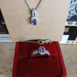 Amethyst Pendant/Chain/Ring 