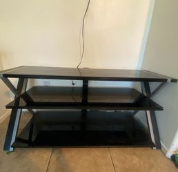 Black Glass 3-Tier TV Stand