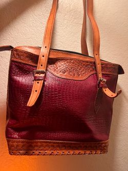Handcrafted Red Leather Tote Bag Made in Nicaragua Genuine Leather Shoulder Purse