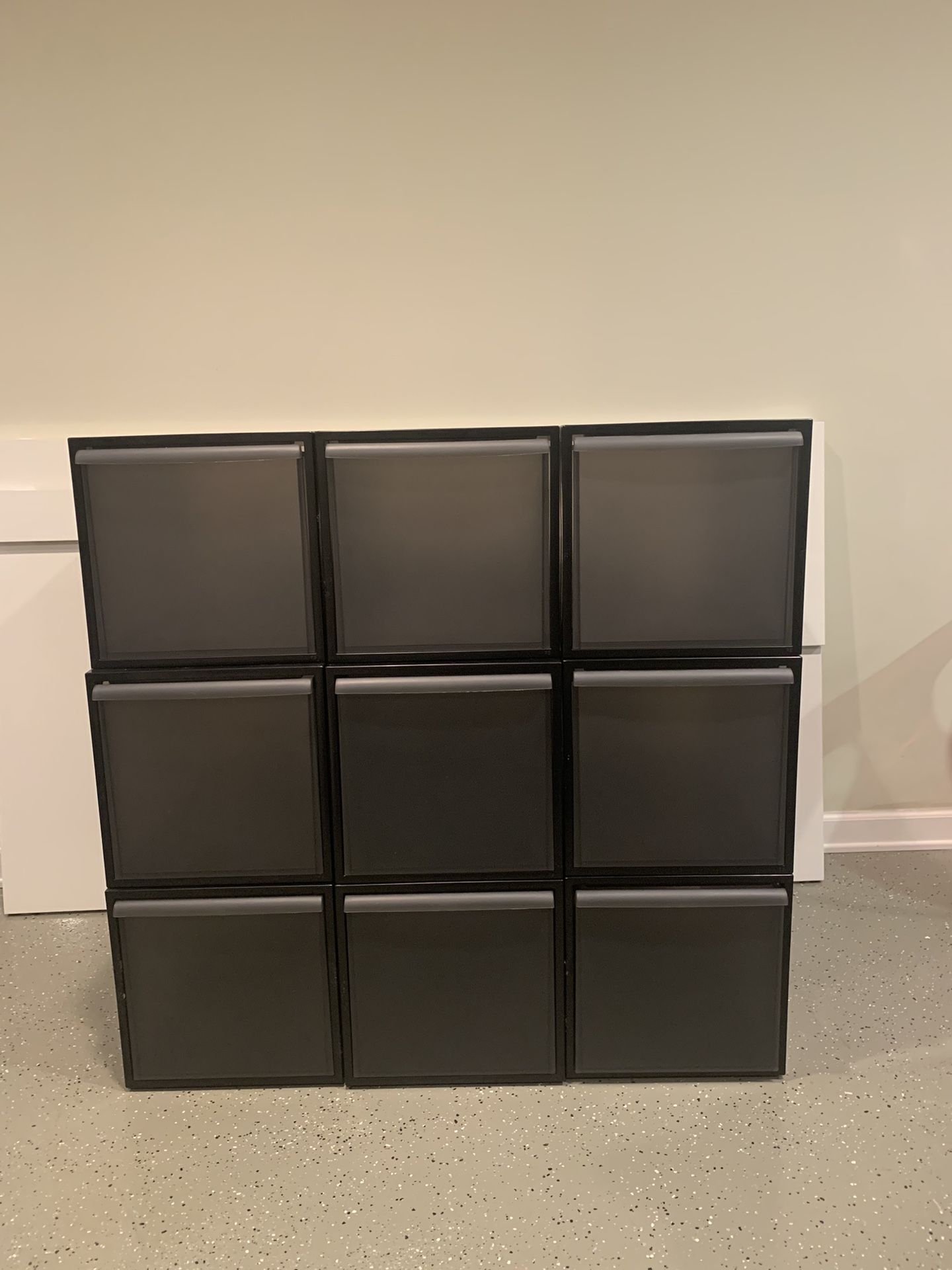 Container Store Sturdy Stackable Gray Black Plastic Drawers