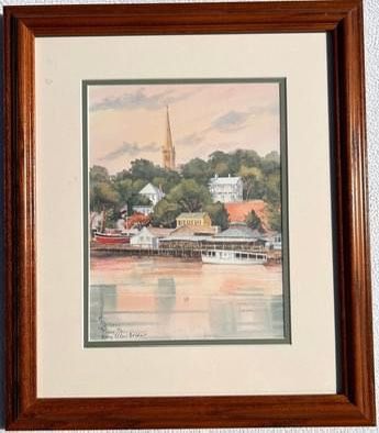 MARY ELLEN GOLDEN Hand Signed Downtown Wilmington, NC Lithograph - 17"x 19.75"