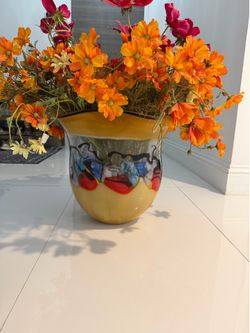 Italian vase with artificial flowers