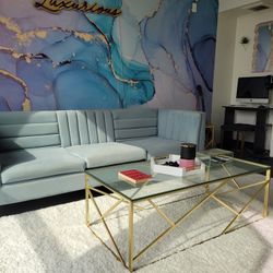 Modway Ingenuity Channel Tufted Velvet Couch (Light Blue)