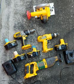 DeWalt Battery operated tools, sawsall, drills, saw, 4 batteries & 2 chargers