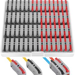 60 pcs Black&Red Conductor Compact Connectors Lever Connectors Nuts, Electrical Wire Terminals for Any Circuit Inline Splices 28-12 AWG (SPL-1)
