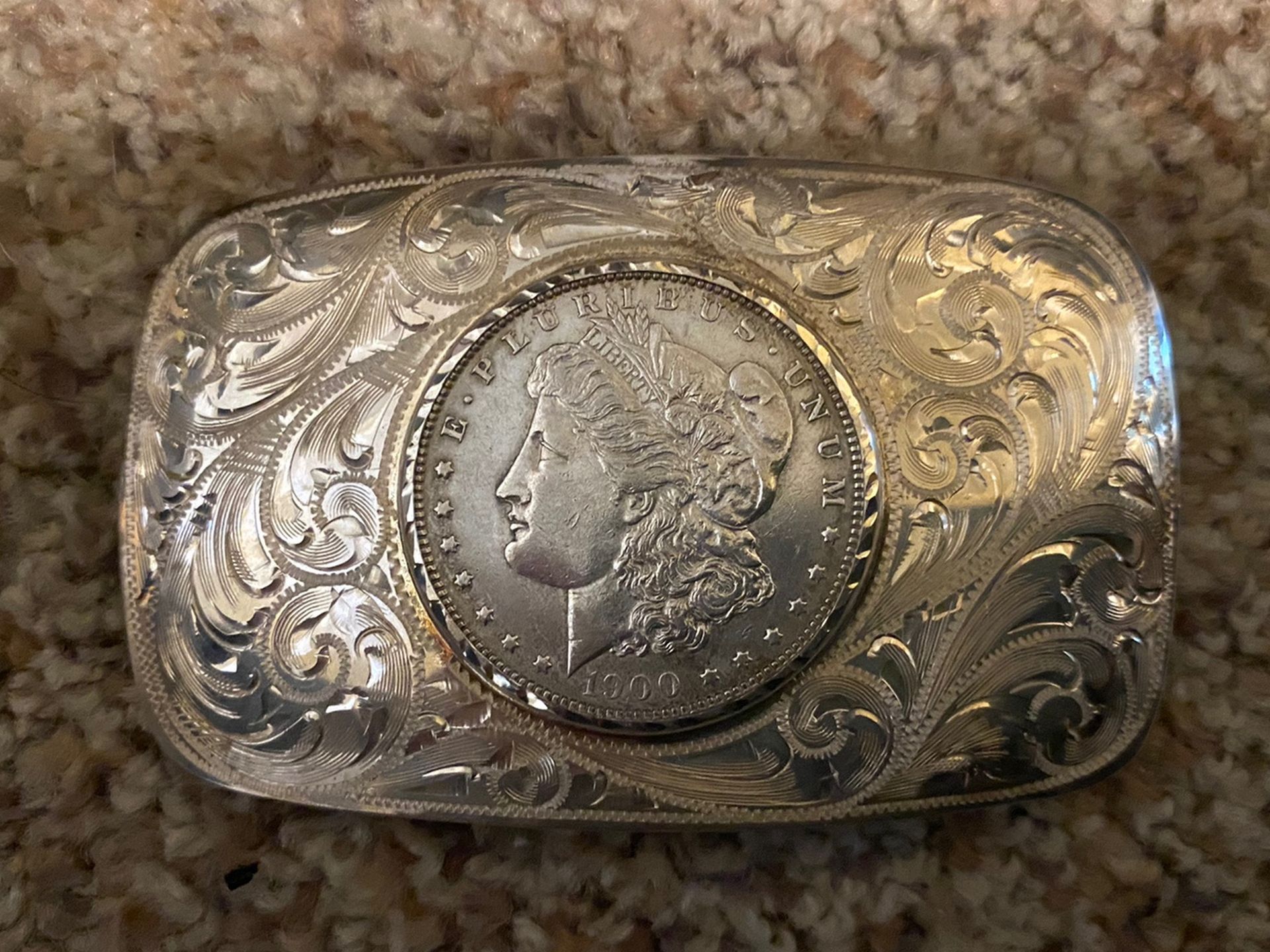 1900 Morgan Silver Dollar Belt Buckle-new