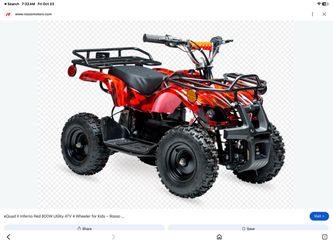 eQuad X Inferno Red 800W Utility ATV 4 Wheeler for Kids