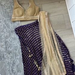 Purple Saree (3 Piece Set) 