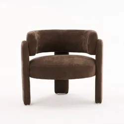 33" Modern Accent Chair with Curved Backrest and Three-Leg Base