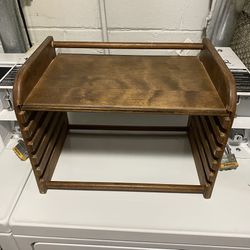 Vintage Solid Wood Adjustable Height Shelf Organizer with 6 Shelf Heights  Great pre-owned condition.   6 Shelf Heights allow you to fit anything belo