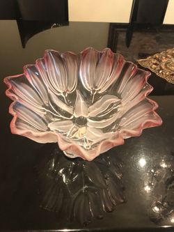 Pink and white floral crystal fruit bowl