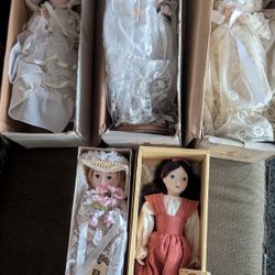 Lot Of 5, 4 Bradley Porcelain Dolls And One Country Meadow Porcelain Doll 