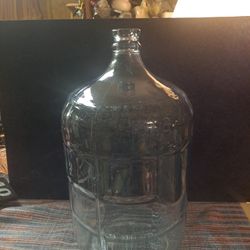 Vintage 5 Gallon Blue Tinted Glass Jug. 