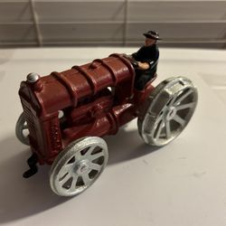 Ford Arcade Type Cast Iron Red Toy, Tractor And Driver Vintage