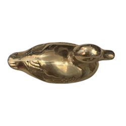 Vintage Brass Mallard Duck Figurine Paper Weight 