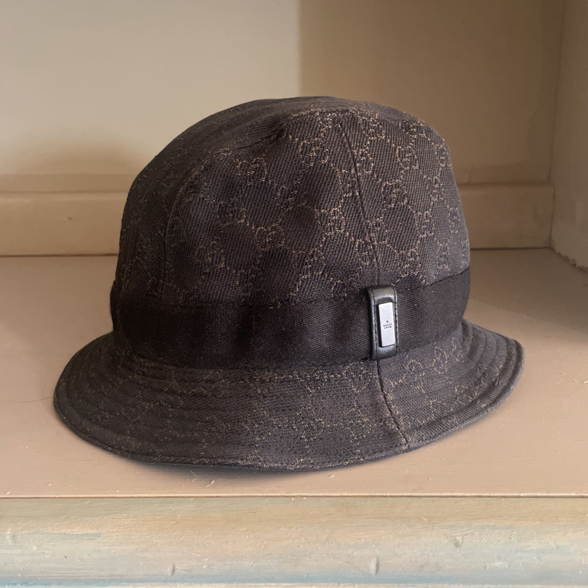Vintage Authentic Vintage Gucci Monogram Brown Bucket Hat size L