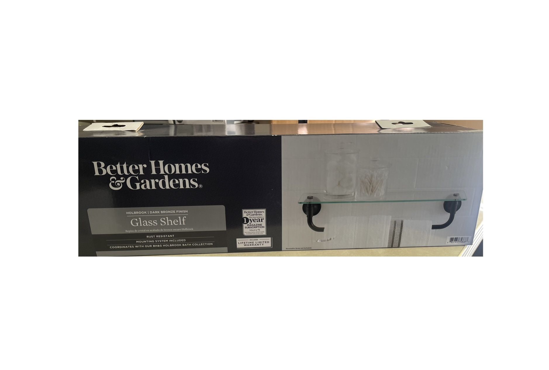 Glass Shelf with Towel Bar