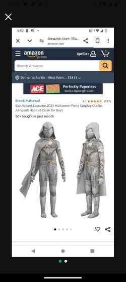 Kids Marvel Moon Knight Costume Glows In The Dark Brand New And Package