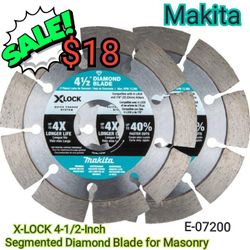 Makita E-07200 X-LOCK 4-1/2-Inch Segmented Diamond Blade for Masonry Cutting, 2-Pack

