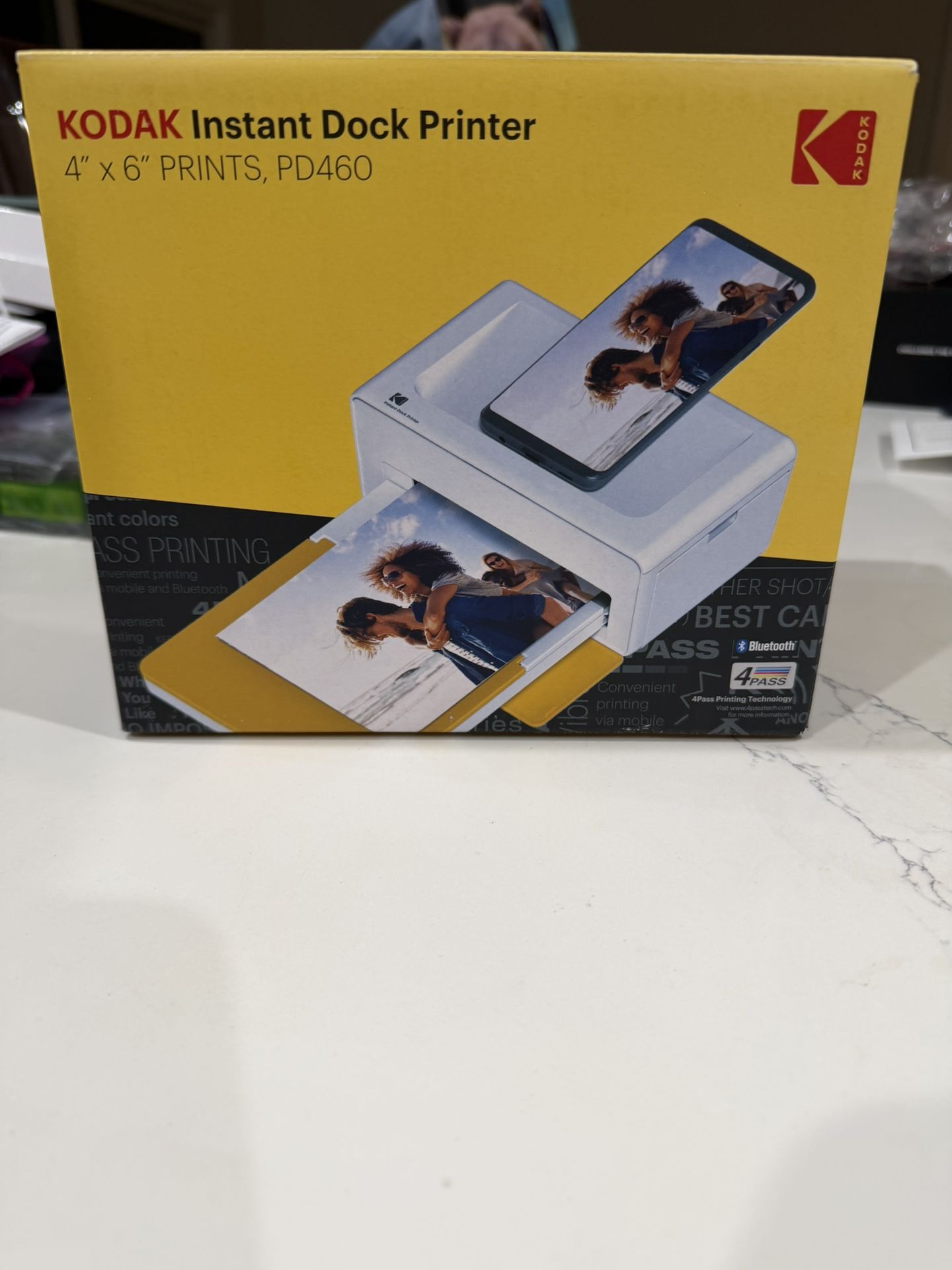 KODAK Dock Plus 4PASS Instant Photo Printer, 4x6” Portable Picture Printer, Bluetooth & Dock 2-in-1