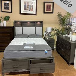 $39 Down Payment Bedroom Set Queen/King Bed Dresser Nightstand and Mirror Chest Option Wittenbery