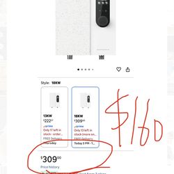 Midea 18KW Smart Electric Tankless Water Heater, Touch Control, Wi-Fi Control, LED Display, Child Mode, 240 Volts with Automatic Power Modulation