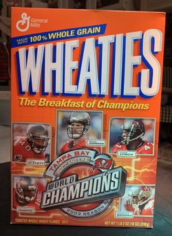 Tampa Bay Buccaneers 2002 Super Bowl Champions Wheaties cereal box never opened