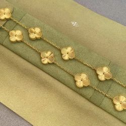 10 clovers necklace, stainless steel, 18k gold plated jewelry, color not fade